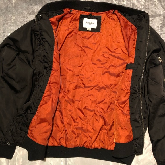 Goodfellow & Co. Bomber Jacket Mens Size Large Black and Orange - Picture 6 of 11